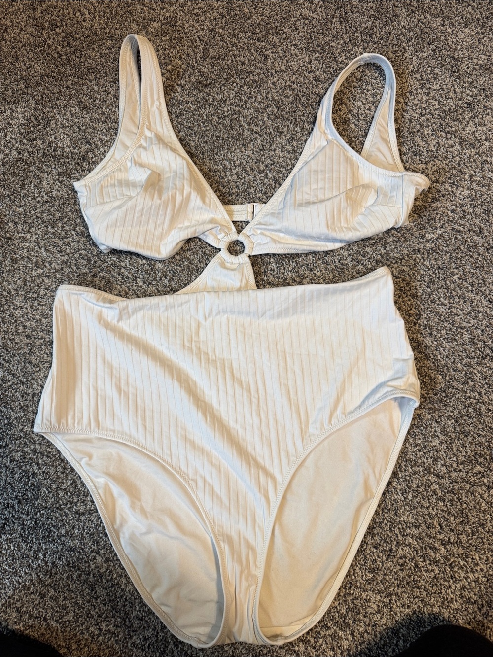 aerie Cream Ribbed One-Piece with Center Ring